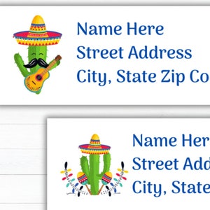 Mexican Cactus Return Address Labels | Southwest, Cinco De Mayo Address Labels |  Printable Template | Instant Digital Download