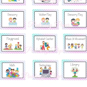 Classroom Center Signs | Preschool Centers | Printable & Resizable Signs | Blank Template | Set of 30 Signs