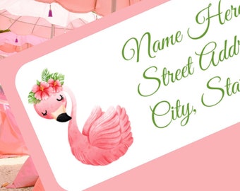 Flamingo Return Address Labels | Cute Pink Floral Flamingo Label | Summer Labels | Printable Template | Instant Digital Download