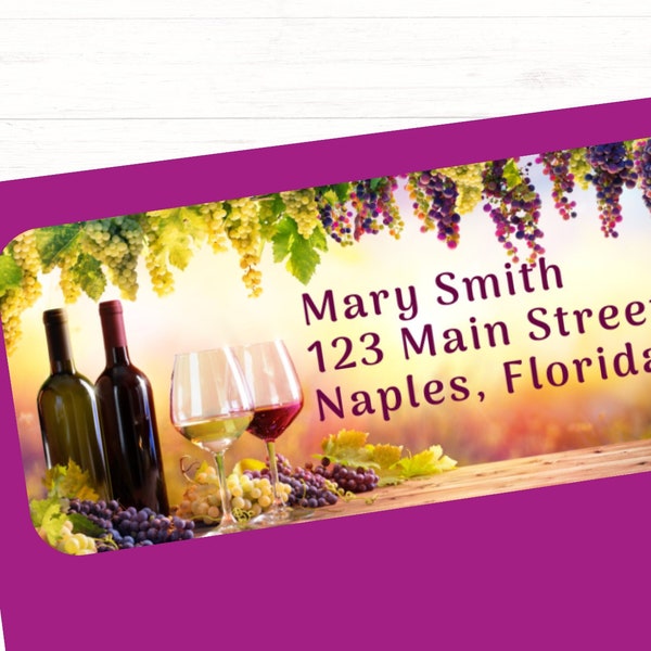 Vineyard, Wine Themed Return Address Labels | Wine Bottles and Grape Vine Labels | Tasting Event Labels | DIY Printable, Digital Download