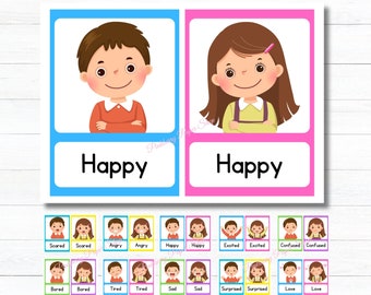 Tarjetas de sentimientos y emociones / Imágenes de apoyo emocional / Gestión del comportamiento no verbal / Plantilla imprimible / Descarga digital instantánea