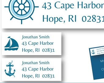 Nautical Return Address Labels | Boat Wheel, Sailboat, Nautical Anchor, Coastal Labels | Printable Labels | Instant Digital Download