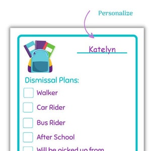 Editable School Dismissal Form: Parent-Teacher Communication (PDF)