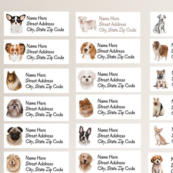 Assorted Dog Breed Return Address Labels | Pet Address Labels | Dog Stickers | Printable Templates | Instant Digital Download