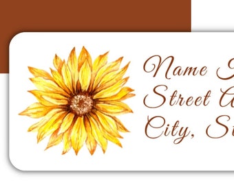 Sunflower Return Address Labels | Fall Address Labels | DIY Printable Floral Labels | Instant Digital Download