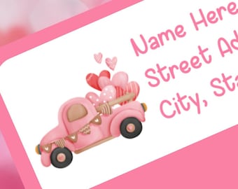 Valentine Truck Return Address Labels | Pink Valentine Farm Truck | Valentine Gift Tags | DIY Printable Labels | Instant Digital Download