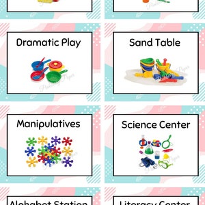 Preschool Center Signs | Peach & Mint Green Center Signs | Set of 15 Printable Classroom Labels | Instant Download
