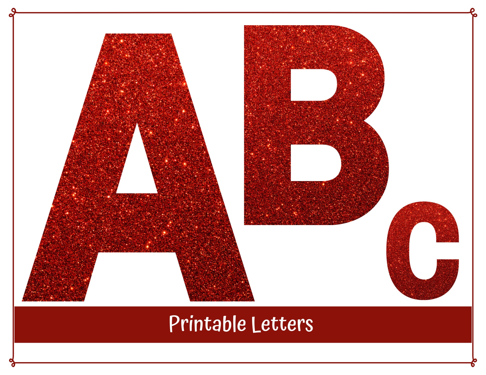 red glitter alphabet uppercase letters a z printable etsy