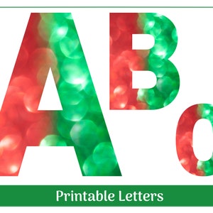 Lettres de l&#39;alphabet rouge et verte, chiffres 0-9 | Bannière, tableau d&#39;affichage, scrapbooking, ensembles de sublimation