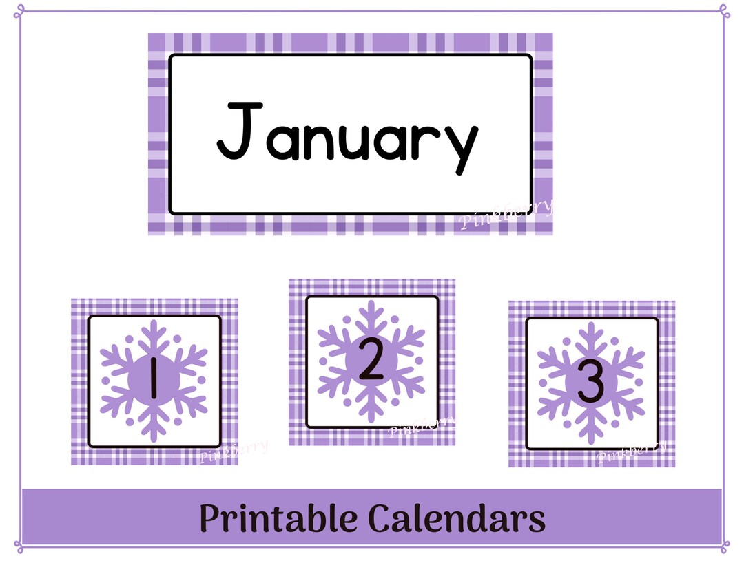 January Classroom Calendar Header and Numbers| Printable & Resizable ...