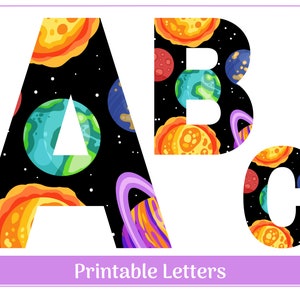 Astronomy Planets Alphabet | Science and Space Letters | Uppercase A-Z | Classroom Astrology Bulletin Board | Party Banner Decorations