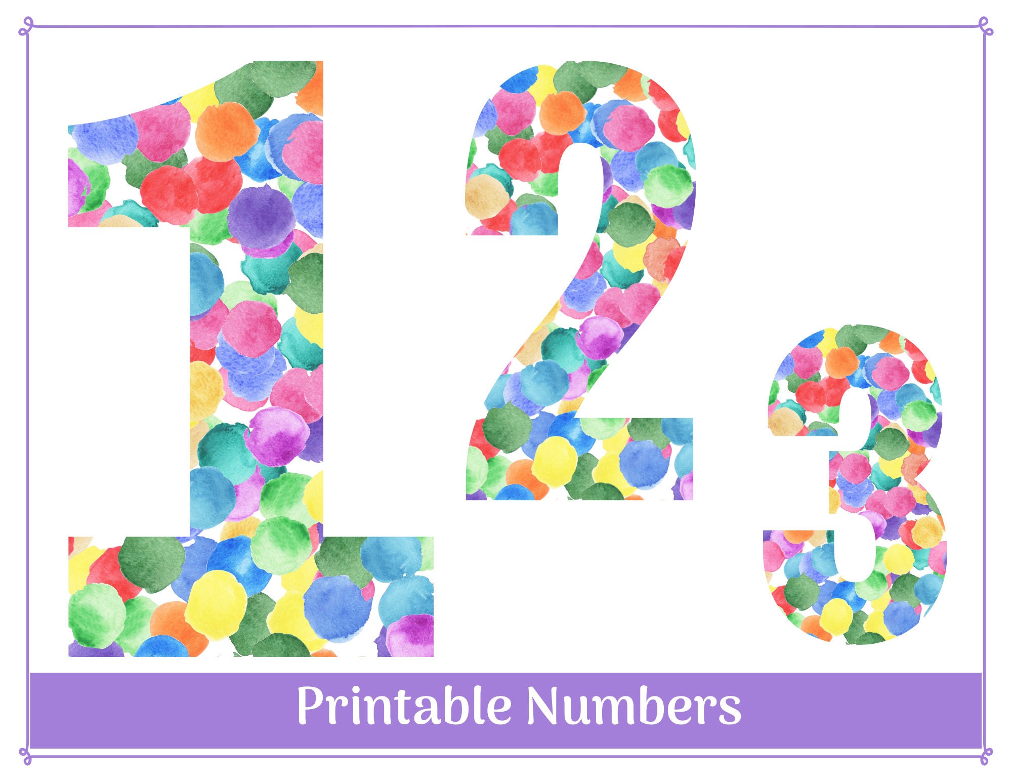 watercolor dots numbers 0 9 clip art printable resizable etsy canada