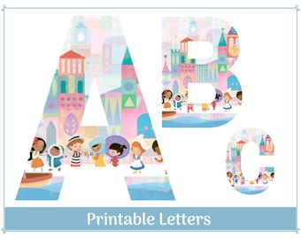 It's a Small World Alphabet Letters | Multi-Cultural Children Themed Letters A-Z, Numbers 0-9 | Banner, Bulletin Board Set