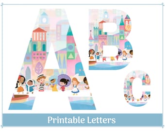 It&#39;s a Small World Alphabet Letters | Multi-Cultural Children Themed Letters A-Z, Numbers 0-9 | Banner, Bulletin Board Set