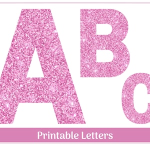 Rosa Glitzer Alphabet Buchstaben A-Z, Zahlen 0-9 | Druckbare Banner, Bulletin Board Sets, Scrapbooking & Sublimation Clip Art Letters