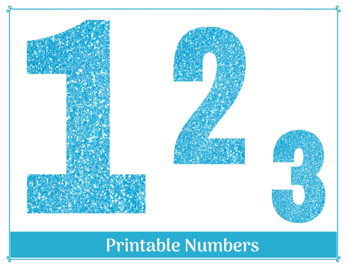 Blue Glitter Clip Art Numbers Printable & Resizable Numbers - Etsy