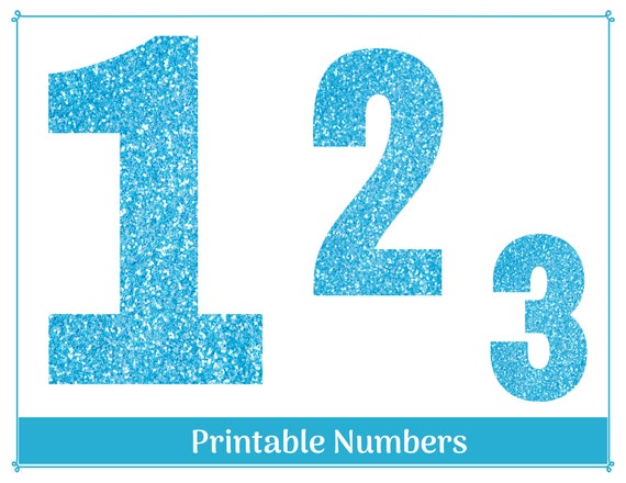 Blue Glitter Clip Art Numbers Printable & Resizable Numbers | Etsy