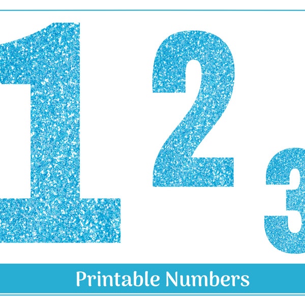 Blue Glitter Number - Etsy