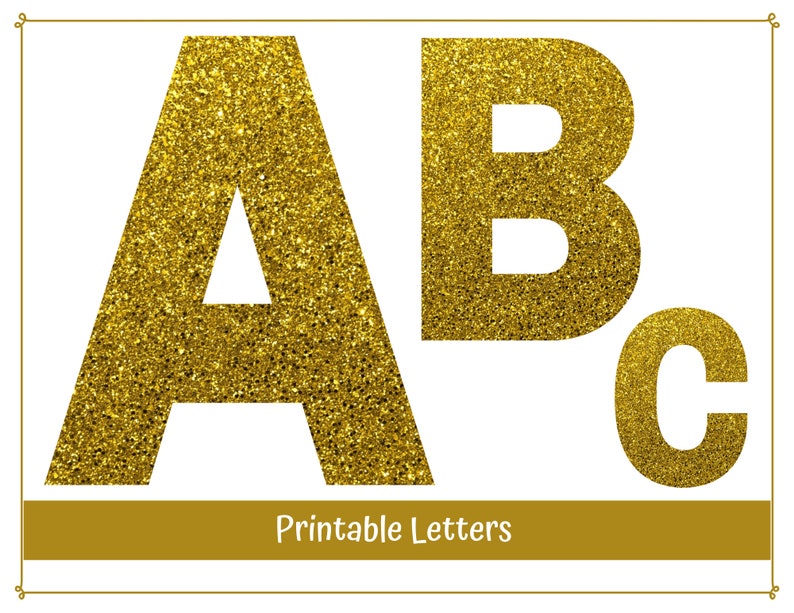 gold glitter clip art letters uppercase a z printable etsy