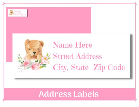 Floral Teddy Bear Return Address Labels Baby Shower Address - Etsy