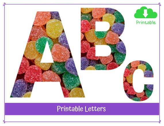 candy gumdrop printable letters scrapbooking banner bulletin etsy
