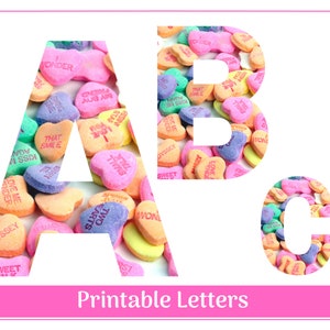 Valentine Banner Letters | Candy Hearts Printable Alphabet Letter Clip Art | Bulletin Board Letters | Classroom Alphabet | Instant Download