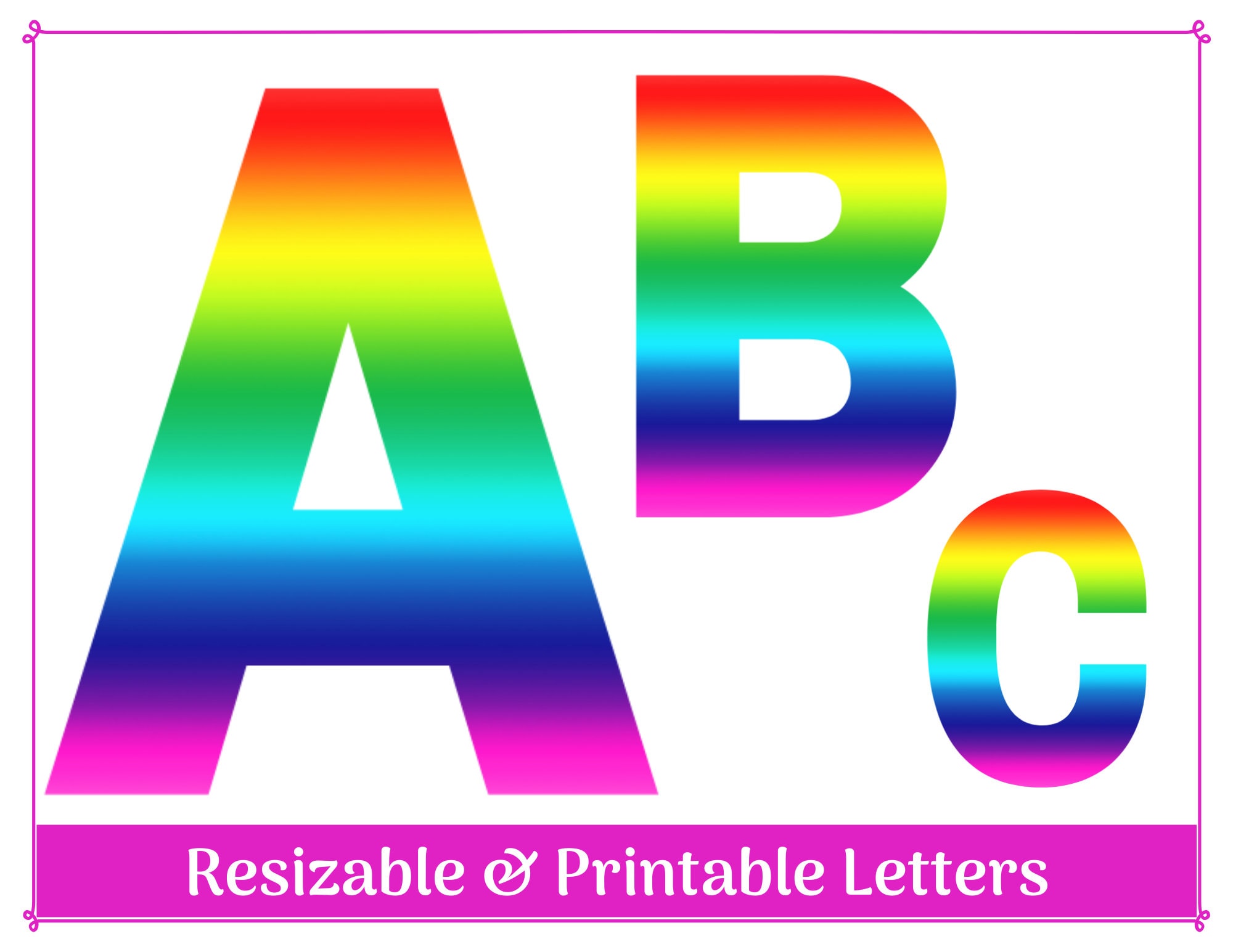 Printable Rainbow Alphabet Clip Art Letters DIY Banner & Etsy Singapore