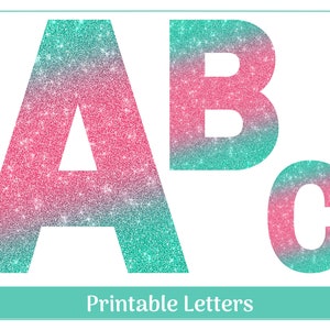 Watermelon Ombre Glitter Alphabet Clip Art | Uppercase A-Z Letters, Numbers 0-9 | Banner - Bulletin - Classroom - Sublimation Letters