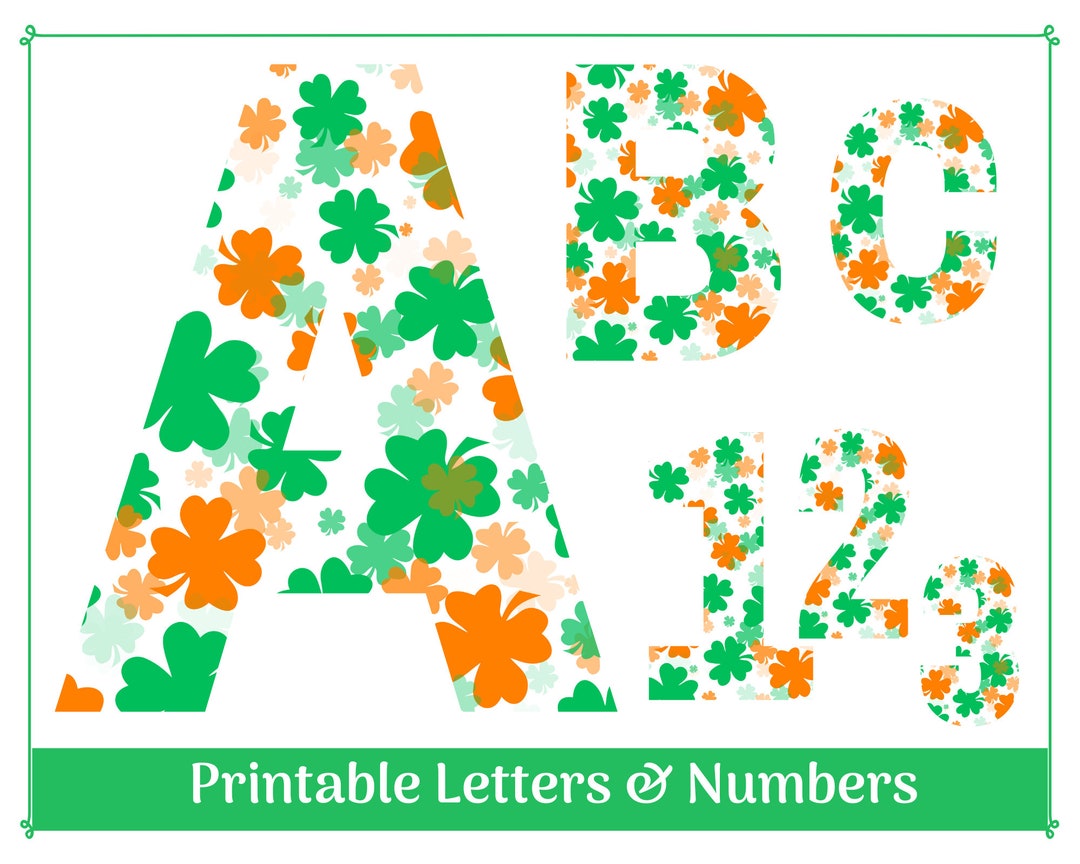 Shamrock Printable Alphabet Letter & Number Clip Art Resizable