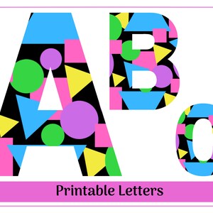 Bright Geometric Shaped Themed Alphabet Clip Art Letters A-Z | Printable Banner - Bulletin Board - Scrapbooking - Letters