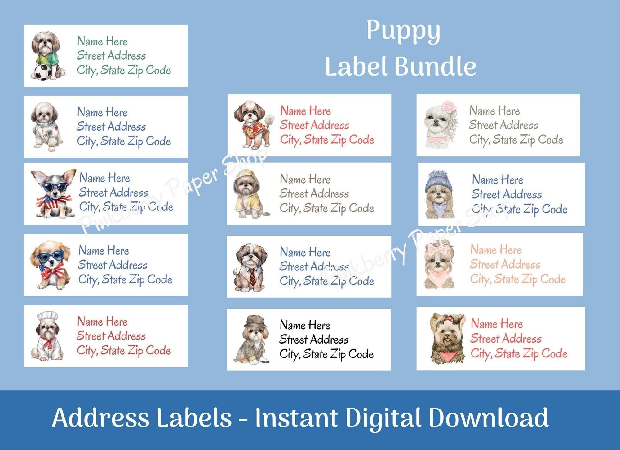 Mailing Labels Dogs Winter Dogs Address Labels: DIY Printable Template (digital Download ...