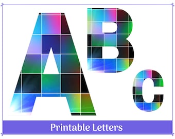 Letras geométricas del alfabeto: Tema científico imprimible de la A a la Z (descarga digital)