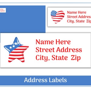 Patriotic Return Address Labels | American Flag Star Labels | Patriotic Star | Printable Instant Digital Download Template
