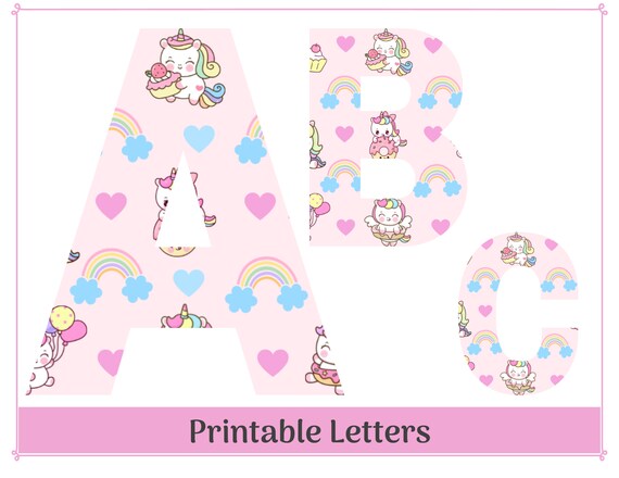 Unicorn Birthday Alphabet Clip Art Letters A-Z Printable & - Etsy