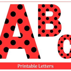 Ladybug Alphabet Letters A-Z, Numbers 0-9 | Banner, Bulletin Board, Scrapbook, Sublimation Letters & Numbers