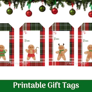 Plaid Gingerbread Christmas Gift Tags | Variety Pack | DIY Printable Holiday Labels