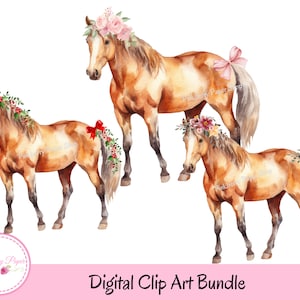 Horse Clip Art Bundle | Floral Horse PNG | Horse Sublimation Clip Art | Instant Digital Download