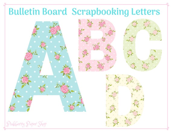 printable cottage chic floral alphabet letters bulletin etsy ireland