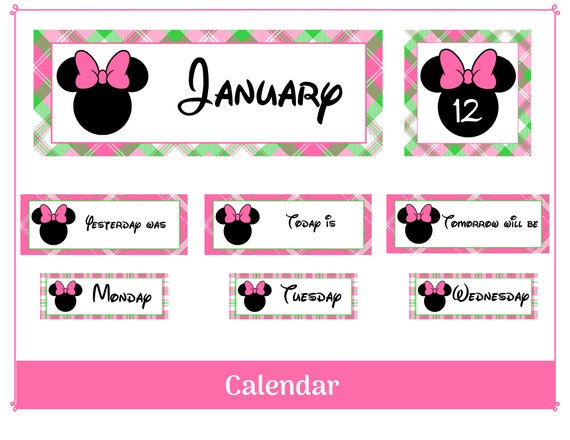Preppy Minnie Classroom Calendar Set DIY Printable Calendar - Etsy