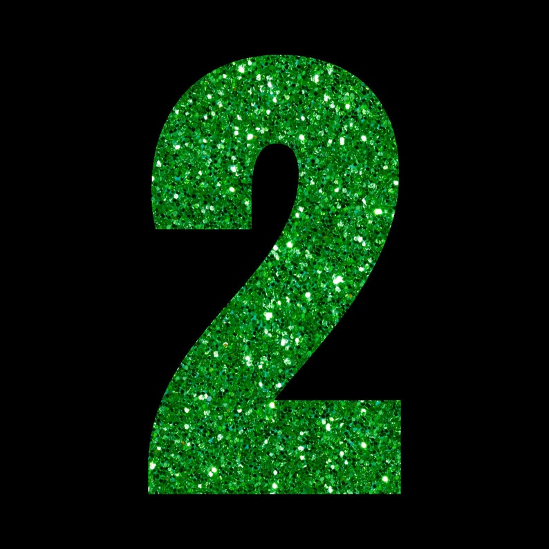 green glitter numbers printable and resizable digital file