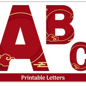 Chinese New Year Alphabet Clip Art Letters A-Z | Numbers 0-9 | Printable Banner - Bulletin Board - Scrapbooking - Letters