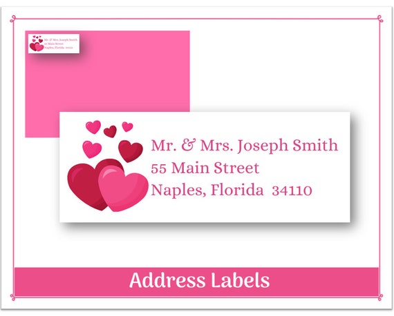 Valentine's Day Hearts Return Address Labels Glossy - Etsy