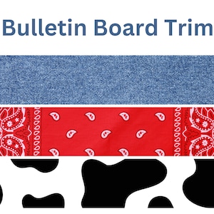 Farm/Cowboy Pinwand Bordüre | Denim/Bandana/Kuh Print/ Printable Border | Klassenzimmer Pinnwand Borte