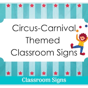 Circus-Carnival Themed Classroom Signs | Resizable & Printable Signs and Labels | 43 Classroom Center Signs