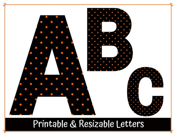 black and orange polka dot alphabet clip art digital etsy