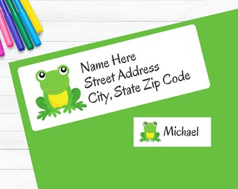 Green Frog Return Address Labels | Children's Cute Frog Label | DIY Printable Labels | Instant Digital Download