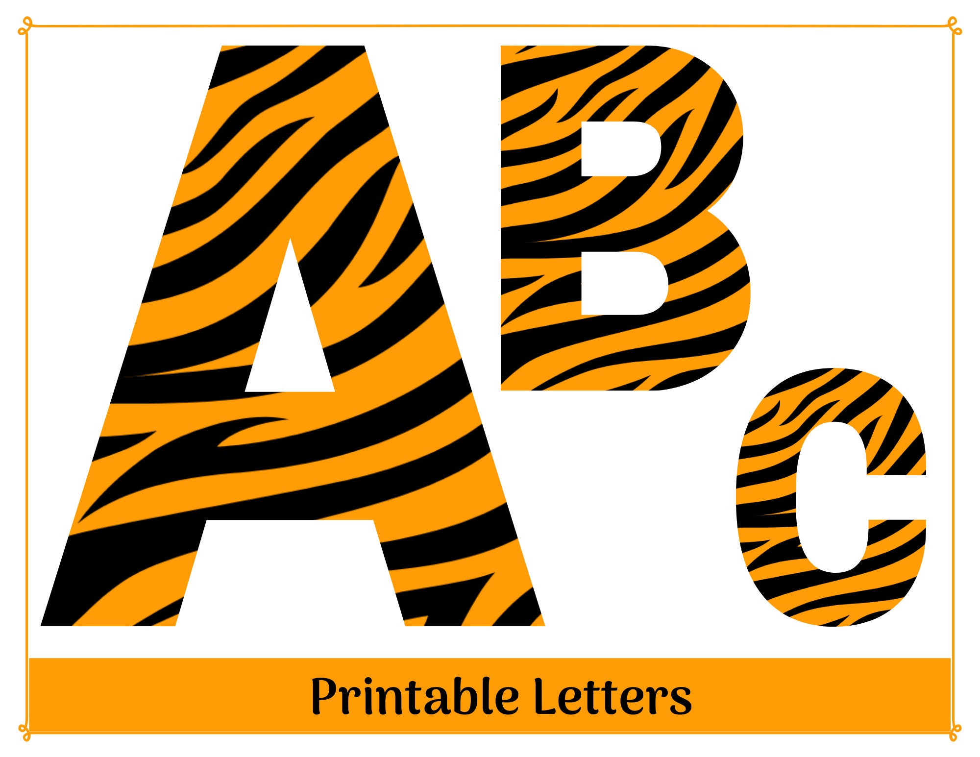 Tiger Stripe Safari Alphabet Letters A-Z, Numbers 0-9 Clip Art, Printable Banner, Bulletin Board, Scrapbooking Letters & Numbers - Etsy printable-jungle-safari-theme-abc-alphabet-posters-letters-a-to-z-wild-animals-classroom-decor-etsy