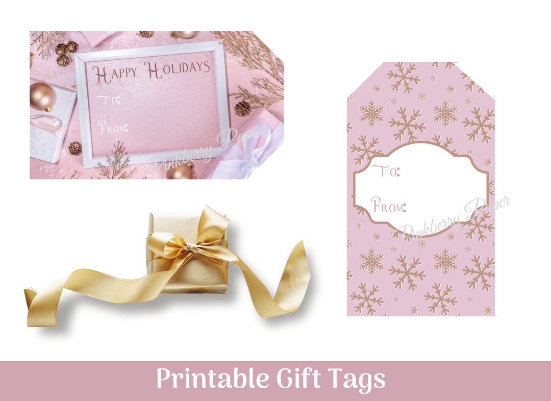 Rose Gold Holiday Gift Tags | Elegant DIY Printable Holiday Labels ...