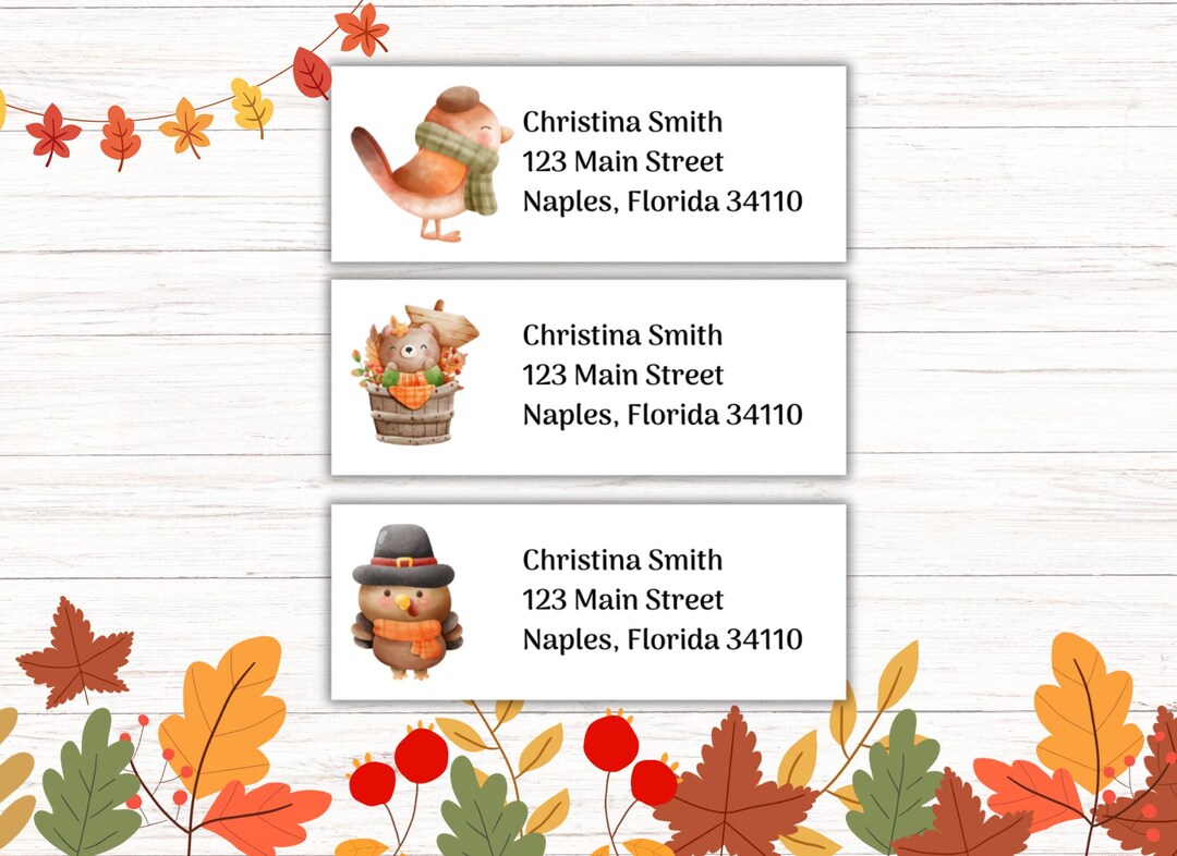Fall Address Label Bundle: Thanksgiving Stickers, Gift Tags (digital ...