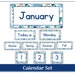 Blue Floral Classroom Calendar Set Printable Classroom Headers-days of ...